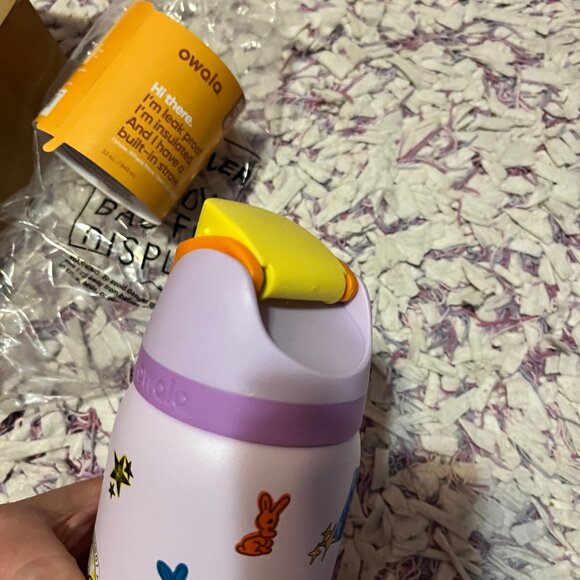 OWALA 32OZ FreeSip Insulated Stainless Steel Water Bottle PURPLE STICKERS NEW - Picture 3 of 8